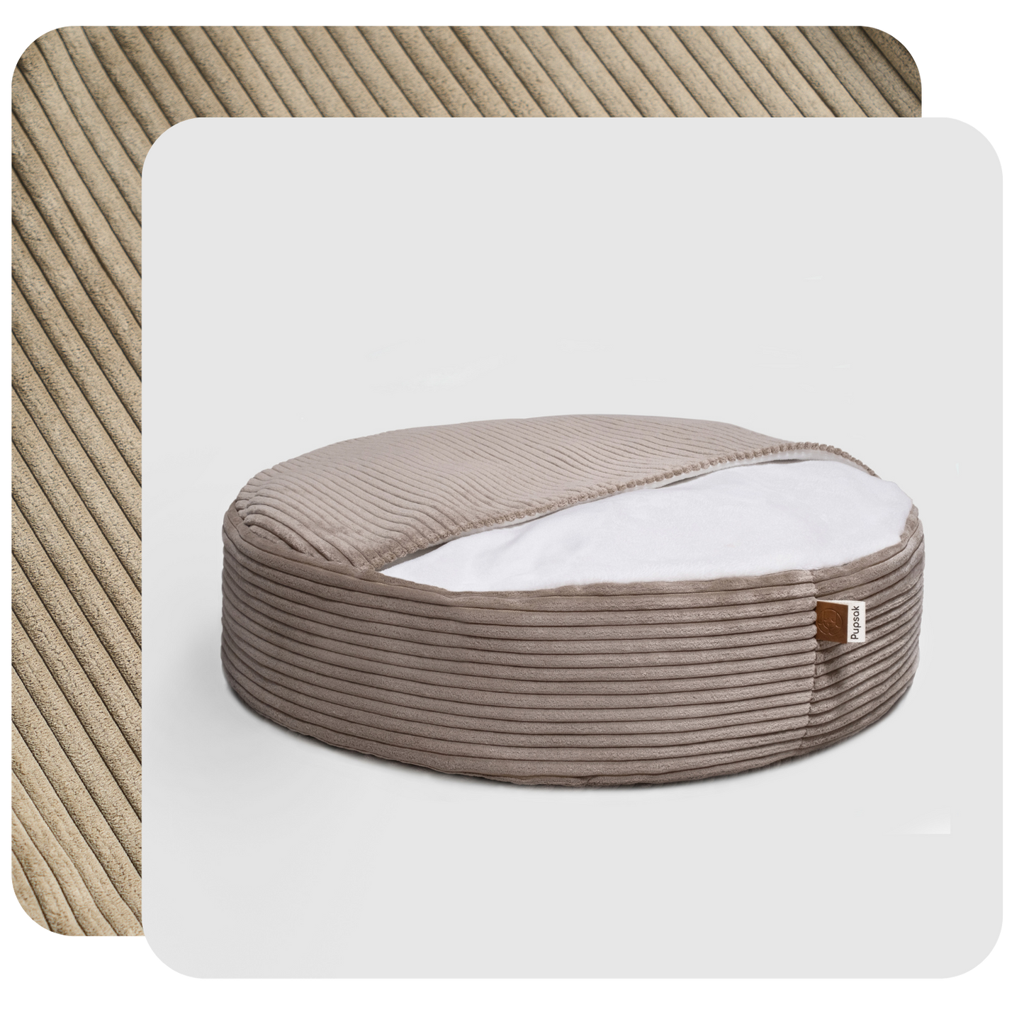Khaki Cozy Cave PupSak Dog Bed